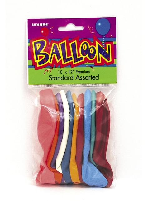 10 globos colores variados (30 cm) - Línea Colores Básicos - Unique | Funidelia