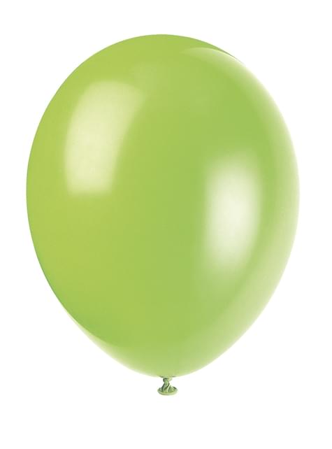 10 globos verde neón (30 cm) - Línea Colores Básicos - Unique | Funidelia