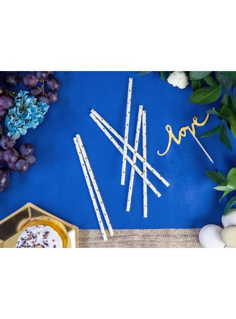 10 pajitas blancas con estrella doradas de papel para nochevieja - Happy New Year Collection - Partydeco | Funidelia