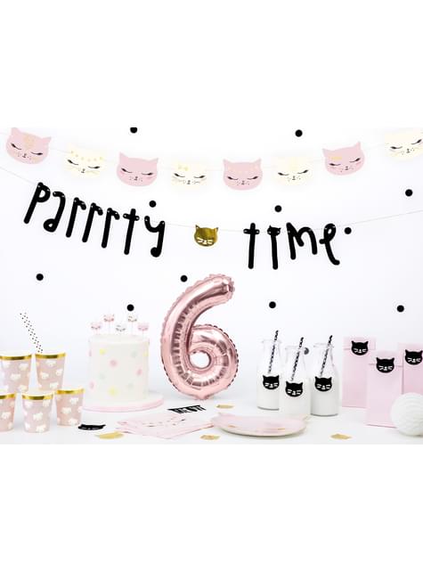 10 pajitas blancas con lunares negros de papel - Meow Party - Partydeco | Funidelia