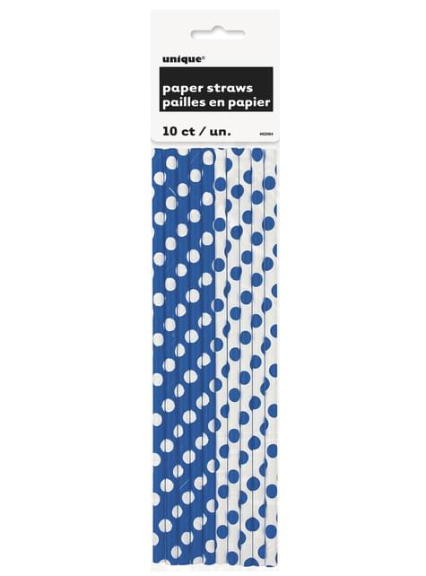 10 pajitas de topos azul oscuro y blanco - Unique | Funidelia