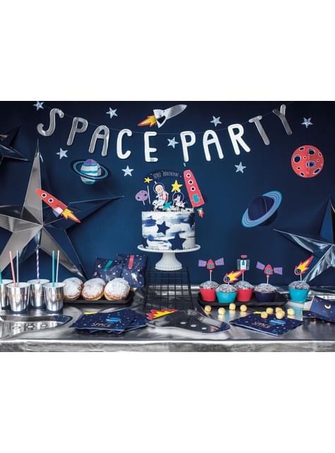 10 pajitas lilas con rayas blancas de papel - Space Party - Partydeco | Funidelia