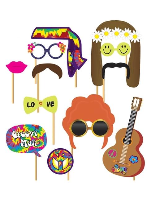 12 accesorios photocall Hippie - Guirca | Funidelia