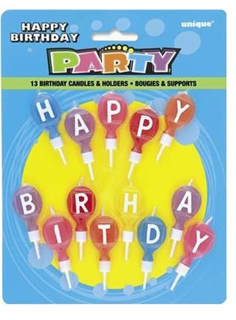 13 velas de “Happy Birthday“ multicolor - Unique | Funidelia