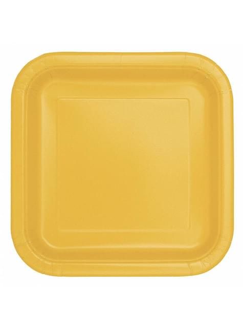 14 platos amarillos cuadrados grandes (23 cm) - Línea Colores Básicos - Unique | Funidelia