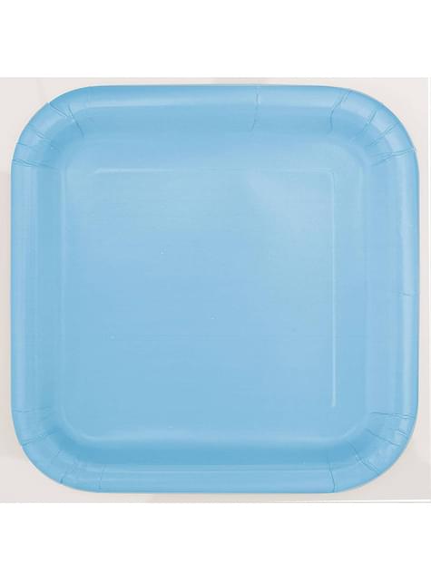 14 platos cuadrados azul cielo (23 cm) - Línea Colores Básicos - Unique | Funidelia