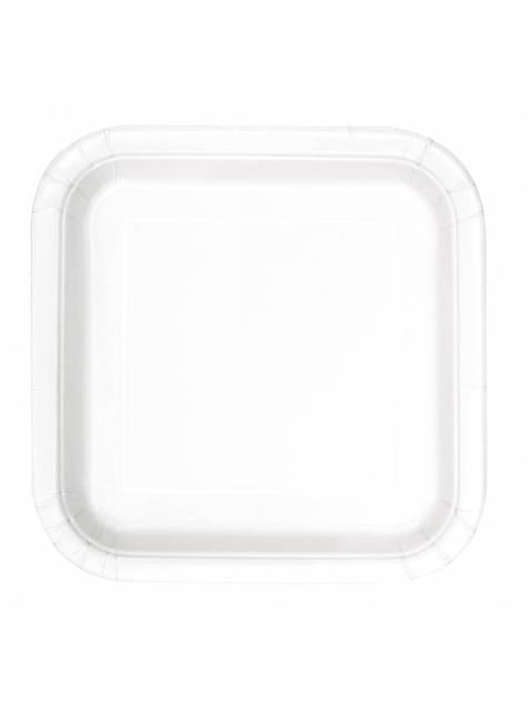 14 platos cuadrados blancos (23 cm) - Línea Colores Básicos - Unique | Funidelia