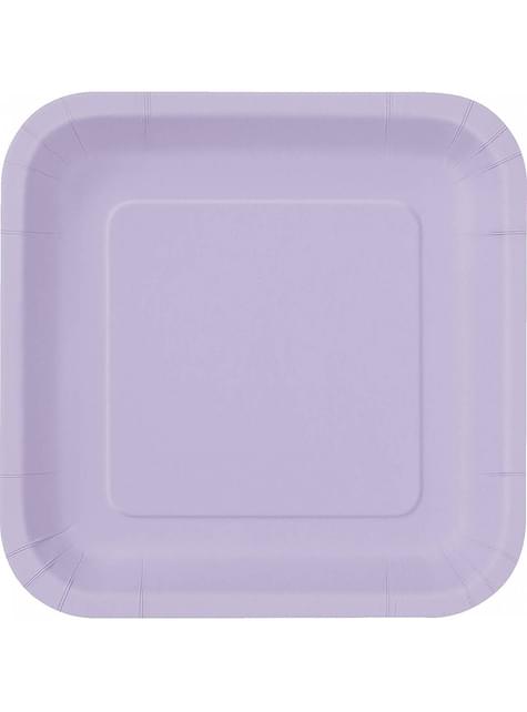 14 platos cuadrados lilas (23 cm) - Línea Colores Básicos - Unique | Funidelia