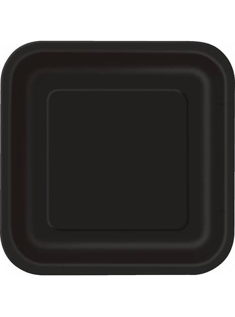 14 platos cuadrados negros (23 cm) - Línea Colores Básicos - Unique | Funidelia