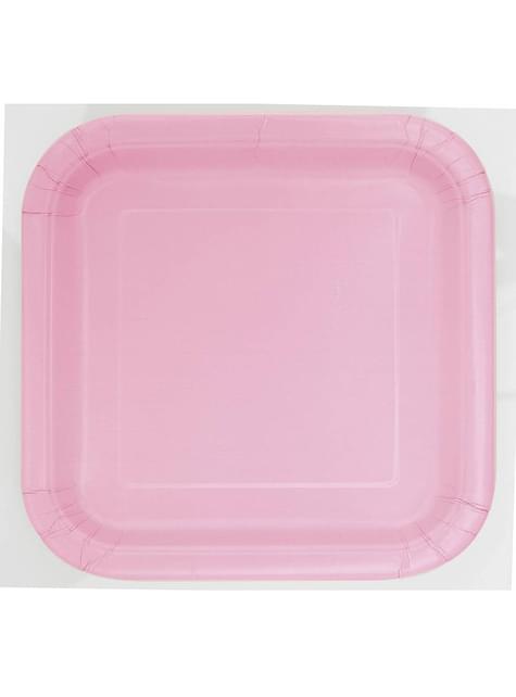 14 platos cuadrados rosa claro (23 cm) - Línea Colores Básicos - Unique | Funidelia