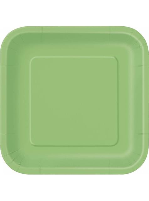 14 platos cuadrados verde lima (23 cm) - Línea Colores Básicos - Unique | Funidelia