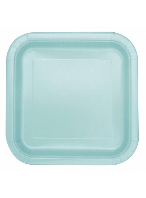 14 platos cuadrados verde menta (23 cm) - Línea Colores Básicos - Unique | Funidelia