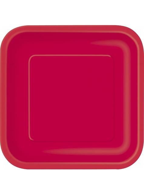 16 platos pequeños cuadrados rojos (18 cm) - Línea Colores Básicos - Unique | Funidelia