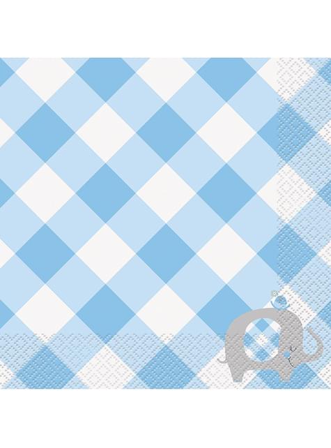 16 servilletas azules baby Shower (33x33cm) - Blue Floral Elephant - Unique | Funidelia