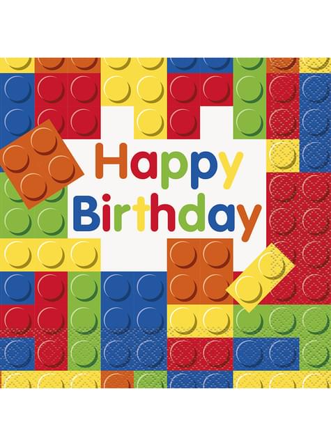 16 servilletas de Bloques de construcción (33x33cm) - Building Blocks party - Unique | Funidelia