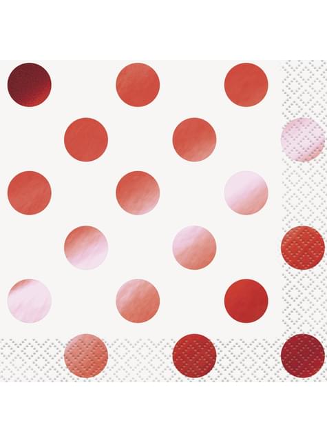 16 servilletas de cóctel con lunares rojos metalizados (13x13 cm) - Red Foil Programme - Unique | Funidelia