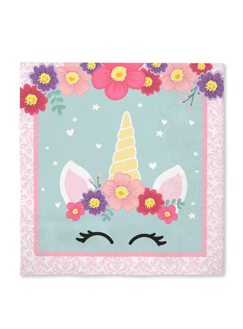 16 servilletas de unicornio (33x33cm) -Unicorn Flowers - Funiglobal | Funidelia