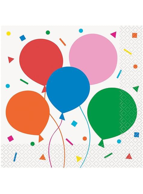 16 servilletas globos de colores (33x33cm) - Colorful Balloons - Unique | Funidelia