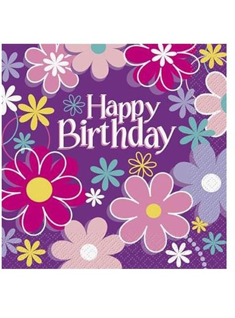16 servilletas “Happy Birthday“ flores - Unique | Funidelia