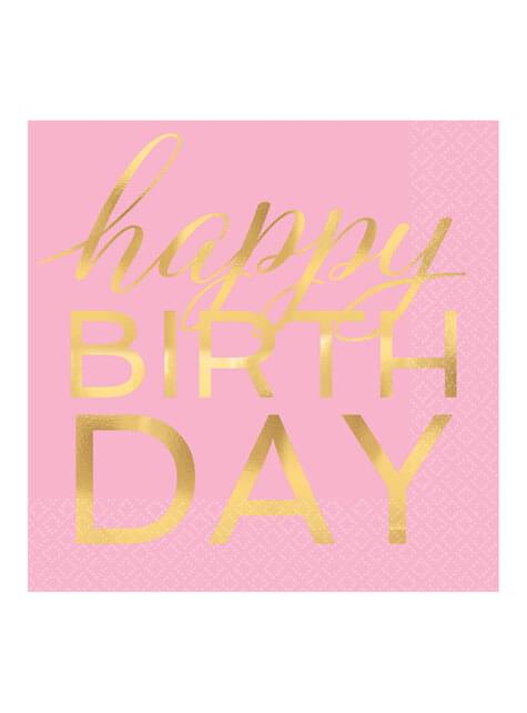 16 servilletas rosas happy birthday dorado (33x33 cm) - AMSCAN | Funidelia