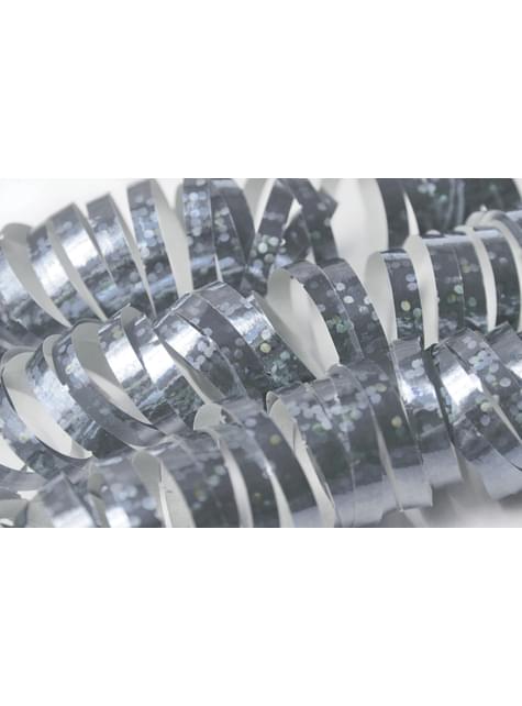 18 serpentinas holográficas plateadas