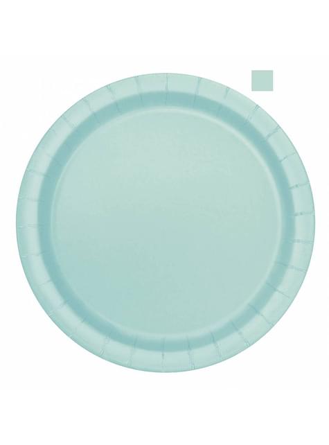 20 platos pequeños verde menta (18 cm) - Unique | Funidelia