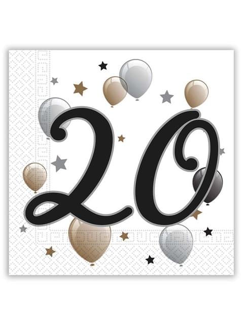20 servilletas 20º cumpleaños (33x33 cm) - Procos | Funidelia