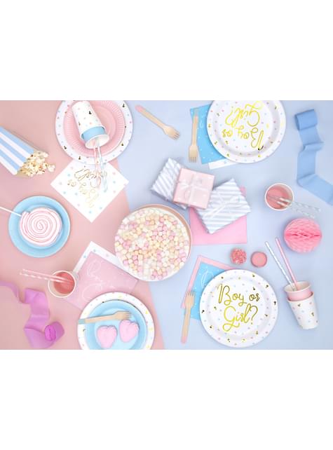 20 servilletas blancas “Boy Or Girl?“ de papel (33x33 cm) - Gender Reveal Party - Partydeco | Funidelia