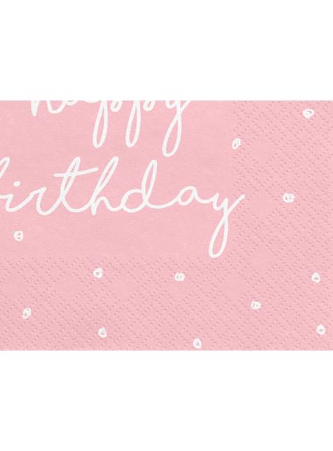 20 servilletas rosas “Happy Birthday“ de papel (33x33 cm) - Happy Birthday - Partydeco | Funidelia