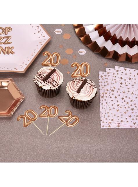 20 toppers decorativos “20“ en oro rosa - Glitz & Glamour Pink & Rose Gold - Neviti | Funidelia