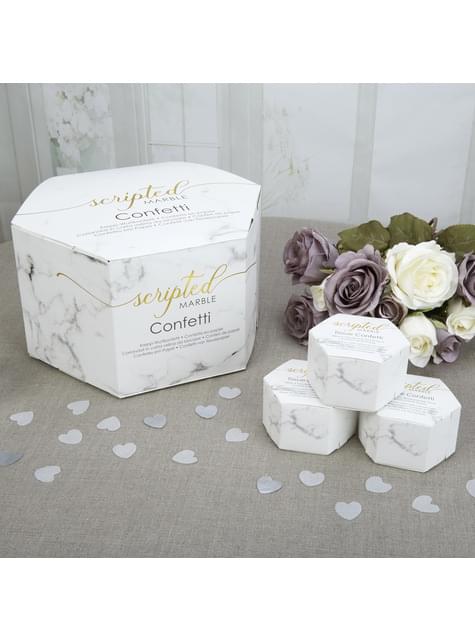 21 cajitas de confeti con forma de corazón - Scripted Marble - Neviti | Funidelia