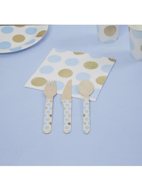 24 cubiertos de lunares rosas de madera - Pattern Works Blue - Neviti | Funidelia