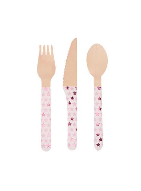 24 cubiertos de madera - Pink Star - Neviti | Funidelia