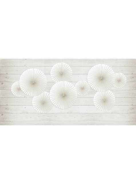 3 abanicos de papel decorativos blanco roto - Partydeco | Funidelia