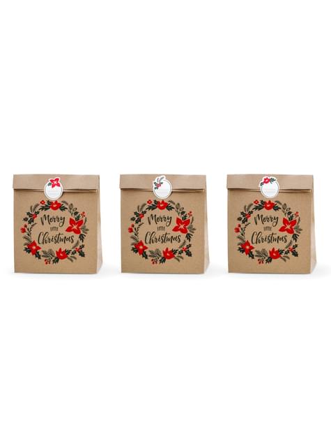 3 bolsas de regalo de papel Kraft “Merry Little Christmas“ - Merry Xmas Collection