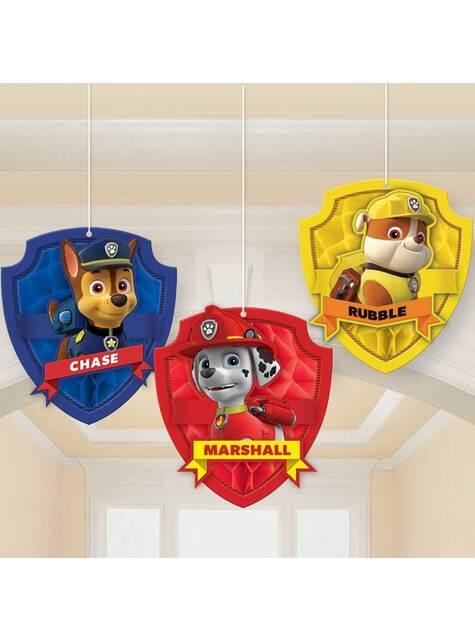 3 colgantes de nido de abeja Patrulla Canina - AMSCAN | Funidelia