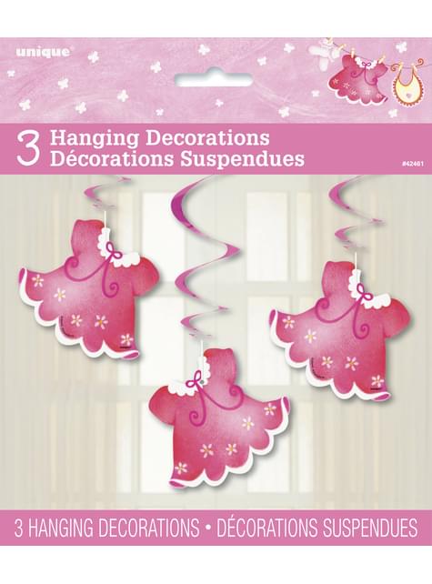 3 decoraciones colgantes It’s a Girl! - Pink Clothesline Baby Shower - Unique | Funidelia