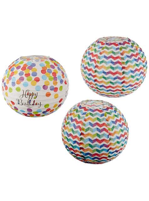 3 esferas decorativas colgantes de lunares de colores - AMSCAN | Funidelia