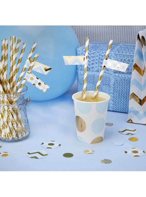 30 pegatinas para pajitas azul y dorado - Pattern Works Blue - Neviti | Funidelia