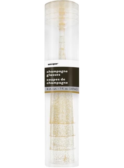 4 copas de champagne dorados con purpurina - Basic Christmas - Unique | Funidelia