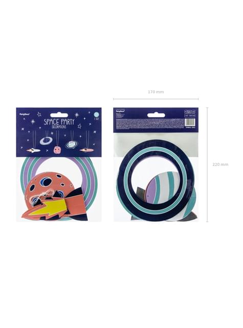5 guirnaldas colgantes con figuras del espacio - Space Party - Partydeco | Funidelia