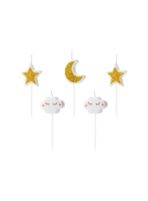 5 velas de nubes y estrellas (2-3 cm) - Little Star