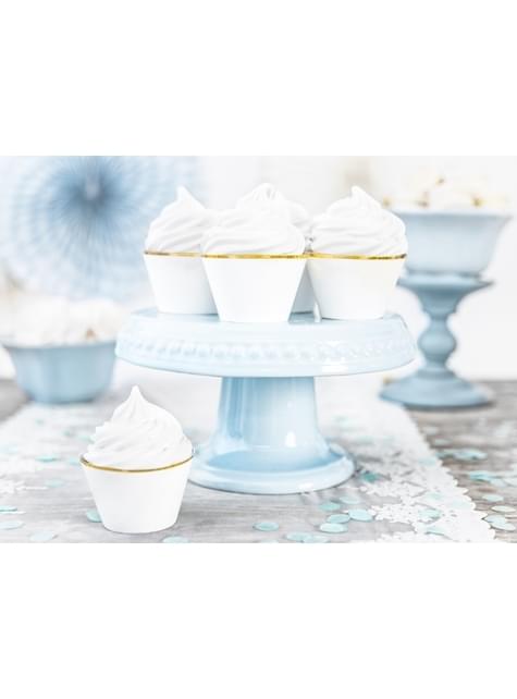 6 cápsulas para cupcakes blanco con borde dorado - First Communion - Partydeco | Funidelia