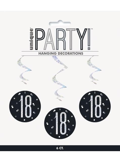 6 espirales colgantes “18“ años - Black & Silver Glitz - Unique | Funidelia