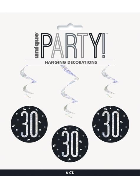 6 espirales colgantes “30“ años - Black & Silver Glitz - Unique | Funidelia