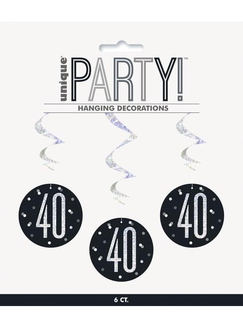 6 espirales colgantes “40“ años - Black & Silver Glitz - Unique | Funidelia