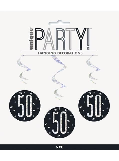 6 espirales colgantes “50“ años - Black & Silver Glitz - Unique | Funidelia