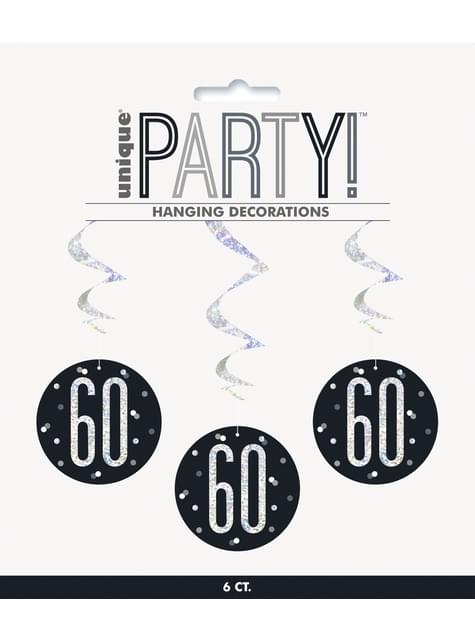 6 espirales colgantes “60“ años - Black & Silver Glitz - Unique | Funidelia