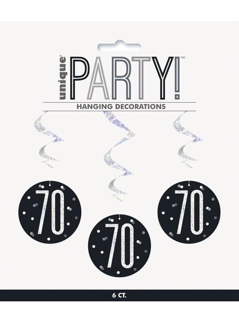 6 espirales colgantes “70“ años - Black & Silver Glitz - Unique | Funidelia