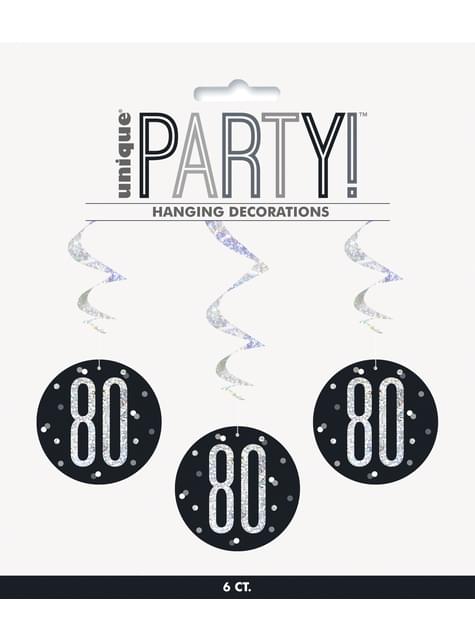 6 espirales colgantes “80“ años - Black & Silver Glitz - Unique | Funidelia